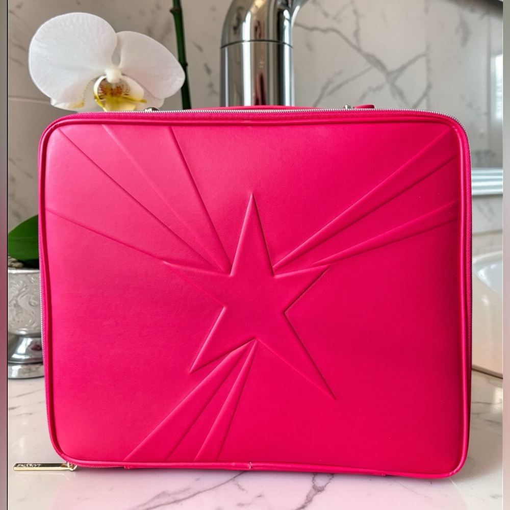 Lancôme Large Hot Pink Faux Leather Makeup / Travel Storage Bag